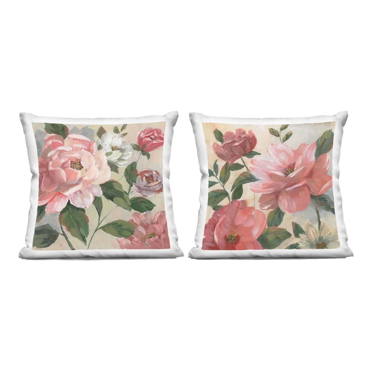 Stupell Industries Pink Spring Flower Assortment 2 Piece Decorative Printed Throw Pillow Set, design by Nan, 18 x 7 x 18
